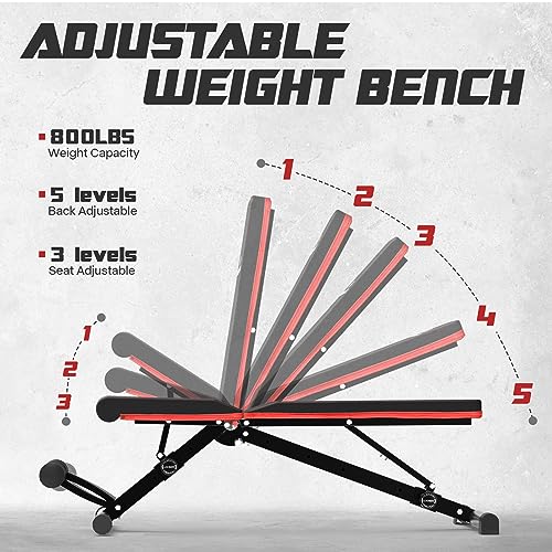 Liksodo Leverage Gym 2500LB Adjustable Full Body Workout Machine Red with Bench