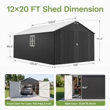 Patiowell 12x20 FT Outdoor Storage Shed, Large Metal Garden Shed, Black