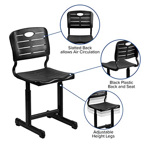 Flash Furniture Nila Adjustable Height Student Chairs Set of 6 Black