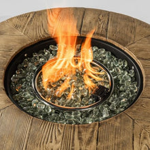 30" Propane Gas Fire Pit Table, Round Steel Fire Pit with Imitation Wood Grain Finish for Outside Patio Deck Garden Backyard- Black
