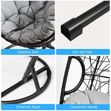 Giantex Hanging Egg Chair, 36.5-Width Oversized Swing Chair with C-Hammock Stand Set, Hammock Chair with Soft Seat Cushion & Pillow, Multifunctional Hanging Chairs for Outdoor Indoor Bedroom (Gray)
