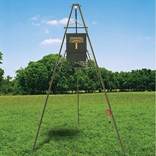 Texas Hunter Products EZ Lift Tripod Wildlife and Deer Feeder 300lb Capacity Hunter Green