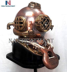 NauticalMart US Navy Antique Divers Diving Helmet Reproduction Brown