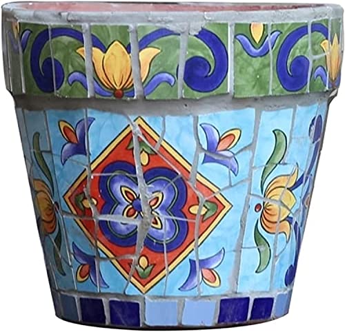 FAFACAI Round Classical Outdoor Large Plant Pot Colorful Planter Hand-Painted Ceramic Flower Pot Garden Balcony Decor Landscape Vase Container Pots for Villa Corridor Aisle (22 * 19.5cm)