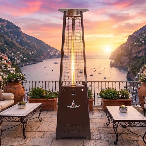 LAVA HEAT ITALIA 2G 92-Inch's Patio Heater, Liquid Propane Flame Tower in Heritage Bronze, 66,000 BTU Italian-Designed Outdoor Heater with Borosilicate Glass Column for Patios and Restaurants