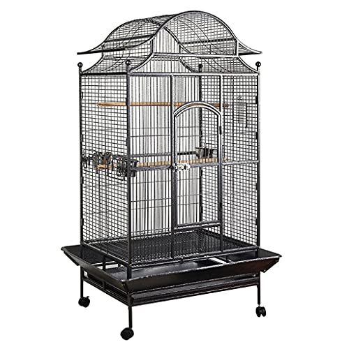 QTBH Flight Cage Household Large Bird Cage Parakeet Black Cockatiel Cage with Feeding Cup Breeding Cage Suitable for Flocks of Birds Bird Cage (Color : Black)