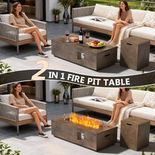 42" Outdoor Propane Fire Pit Table Rectangle Gas Firepit for Outside Patio