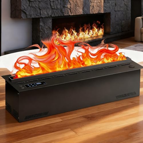 2025 Upgraded 3D Water Vapor Fireplace, Atomized Fireplace, Touch/Remote/App, 9 Adjustable Flame Colors, 1-5 Level Mist & Brightness, One-Button Drainage and Water Filling 150cm