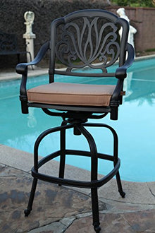 GrandPatioFurniture.com CBM Patio Elisabeth Collection Cast Aluminum 5 Piece 48" Bar Set Black Brown