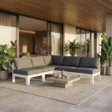 Outdoor Escape Gray Fabric Outdoor Patio Modular Sectional, Weather-Resistant Upholstery, Durable Frame, Contemporary Style for Lounge and Entertaining