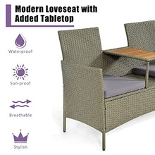 DUYHBAWRS 2-Person Patio Rattan Conversation Furniture Set Loveseat Coffee Table