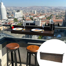 Balcony Bar Table for Railings, Outdoor Folding Deck Rail Table for Patio, Balcony Hanging Desk for Many Railings Compatible, Wooden Bar Serving Table for Porch (Walnut, XL: 47.3 x 11.8 inches)