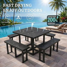 DWVO 38" Square Metal Picnic Table with Umbrella Hole