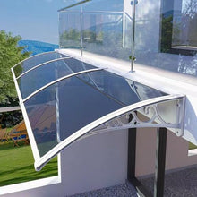 kufu01 Metal Window Awning,Modern Polycarbonate Front Door Canopy,99.99% Uv Protection Door Awning Outdoor Canopy,4 Colors Patio Awning Solid Polycarbonate Cover,Easy Assemble (White,47"x142")