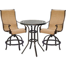 Hanover Manor 3-Piece Outdoor Dining Set with Sling Swivel Rockers and Bistro Table Tan/Bronze