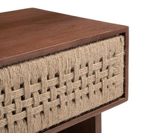 Amaria Nightstand Natural & Walnut, Walnut End Table, Modern Style, Solid Mango Wood Rectangular Shape Tabletop, Solid Mango Wood, Indoor Bedroom, 24" W x 17.9" D x 22" H