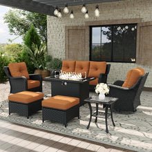Aeeiua 7 Piece Patio Furniture Set with Fire Pit Table