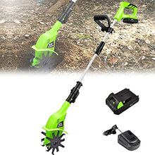 JKSVTF Garden Tiller, Electric Cordless Hand Tiller Cultivator,with 4000mAh Rechargeable Lithium Battery and Charger, Portable Soil Tiller Rotavator for Gardens, Vegetable Plots