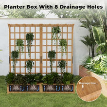 Farmhouse Style Dual-Level Planter Box with Trellis - Outdoor Raised Garden Bed with Decorative Hanging Roof, 1.4ft Deep Planting Space with Drainage System for Climbing Plants, Veggies and Blooms