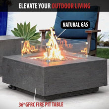 AMS 36" Concrete GFRC Square Natural Gas Fire Pit Table (Pweter)