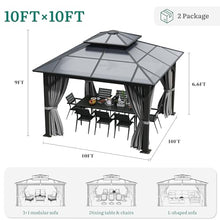 YITAHOME 10x10FT Gazebo Polycarbonate Hardtop Double Roof Canopy