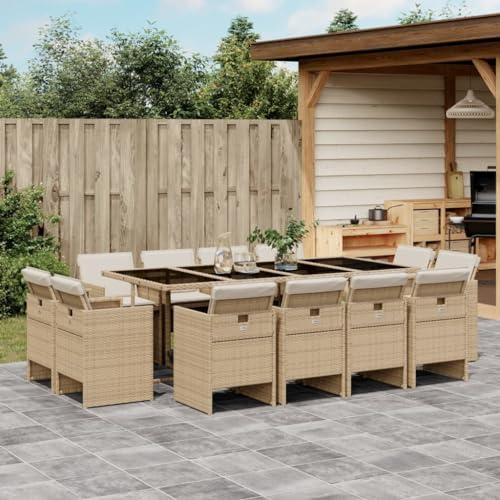 AMBERARD Patio Dining Set Set of 12 Beige Furniture Set
