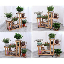 MIIKHI Wooden Flower Stands Plant Display Stand Wood Pot Shelf Storage Rack Outdoor Indoor 6 Pots Holder Multifunctional