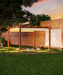 GarveeLife 10 x 13 ft Wood-Grain Aluminum Pergola Outdoor Pergola with Retractable Canopy Sun Shade Shelter for Garden, Patio, Backyard, Deck - Beige