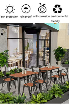 Eiwitany Outdoor Wrought Iron Plastic Wood Tables and Chairs Courtyard Terrace Milk Tea Shop Coffee Shop are Suitable for a Table and Four Chairs (Black A)