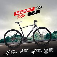 5Seconds Hybrid Bicycle Paramount 100 Mountain Bike for Men Women 21-Speed Lightweight Aluminum Alloy Frame Adult Bike with Trigger Shifters and Mechanical Disc Brakes Black