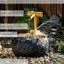 Bamboo Water Fountain with Pump, Garden Waterfall Decor for Garden, Landscaping Accent for Desk Patio Yard