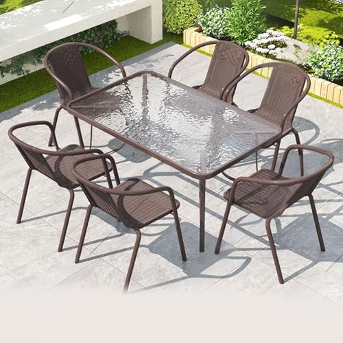 JOSOGO Outdoor Patio Dining Set, Porch Furniture with Chairs Table & Umbrella for Garden, Backyard and Poolside, Lawn(V)