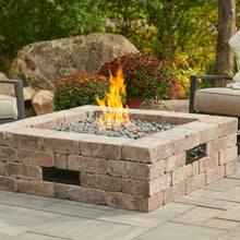 Outdoor GreatRoom Co Propane Fire Pit Kit - 51 Inch Square Bronson DIY Bonfire Gas Fire Pits for Outside Patio - Includes 64 Stone Paver Blocks, 42" Firepit Burner, Tumbled Lava Rock, 105,000 BTU