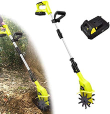 UWYTGF Garden Tiller,Electric Cordless Tiller Cultivator/Rotavator with Rechargeable Battery and Charger - Working Width 10Cm, Tilling Depth 16Cm, Ideal Cultivator for Soil Loosening
