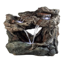 Alpine Corporation WIN924 30" Outdoor 3-Tier Rock Waterfall Fountain with LED Lights, Natural Stone Look, Perfect Garden Water Feature for Patios, Yards, and Landscapes, Gray