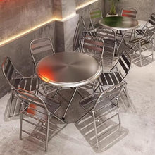 JOSOGO Indoor/Outdoor Bistro Table and Chairs Set for Patio Stainless Steel Folding, Kitchen Prep & Work, Board Games and Camping Picnic(I70CM)