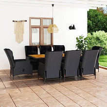 NLQMSU 9-Piece Outdoor Dining Set Dark Grey Black