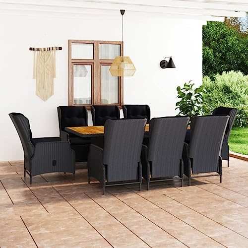 AJSEOYBS Outdoor Patio Set,Outdoor Garden Furniture,9 Piece Patio Dining Set with Cushions Poly Rattan Dark Gray,for Deck, Patio, Garden, Poolside, Backyard
