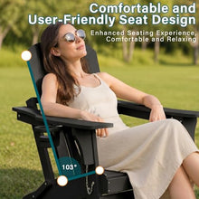 Folding Adirondack Chair with Cup Holder - All-Weather HDPE Outdoor Chair, Ultra-Portable Lawn Chair with Ergonomic Wide Seat Design, Outdoor Chair for Patio Fire Pit Beach Camping (Black, 6PCS)