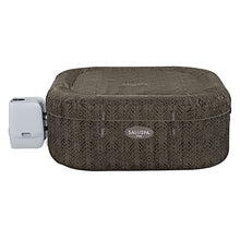 Bestway SaluSpa AirJet Inflatable Hot Tub Square Portable Outdoor Spa Brown Wicker