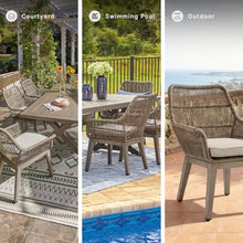 Signature Design by Ashley Beach Front Casual Outdoor Arm Chair with All-Weather Cushion, Set of 2, Resin Wicker with Aluminum Frame, 18.5" Seat Height, Beige