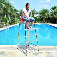 KGBNYSS Pool Ladder Portable Rescue Chair for Pool Deck Beach Lake, Stainless Steel Lifesaving Observation Chairs, with Hook & Foot Pedal