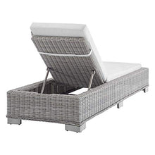 Modway Conway Sunbrella Outdoor Patio Wicker Rattan, Chaise Lounge, Light Gray White