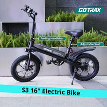 Gotrax S3 16" Folding Electric Bike 500W 25Miles Range 20Mph Black