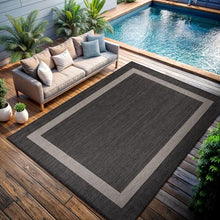 CAMILSON Outdoor Rug 10x14, Large Modern Outside Rugs for Patios Porches Waterproof Durable Washable Non-Shedding, Easy-to-Clean Indoor Outdoor Area Carpet (10 x 14, Bordered - Dark Gray/Light Gray)