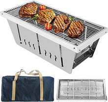 NEWCES Safety Certification Portable BBQ Grill Folded Charcoal Barbecue Grill w/Storage Bag Stainless Steel Barbeque Grill Smoker BBQ Grill for Outdoor Backyard Camping Picnic Patio