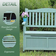 Meihkkud Outdoor Wooden Storage,Large Wooden Deck Box with Seat,2-Person Wooden Patio Bench, for Entryway, Backyard, Garden(124 * 62 * 88.2cm/48.8 * 24.4 * 31.7in,Blue)
