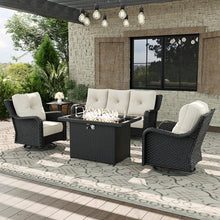 Aeeiua 5 Piece Patio Furniture Set with Fire Pit Table