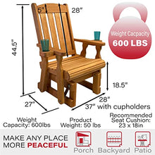 Amish Casual Heavy Duty 600 Lb Mission High Back Treated Glider Chair with Cupholders (Cedar Stain)