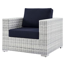 America Luxury - Outdoor Lounge Sectional Sofa Chair Set, Rattan Wicker, Modern, Blue